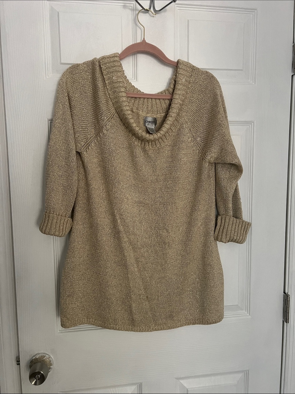 Chico's Gold-Tone Cowl Neck Sweater